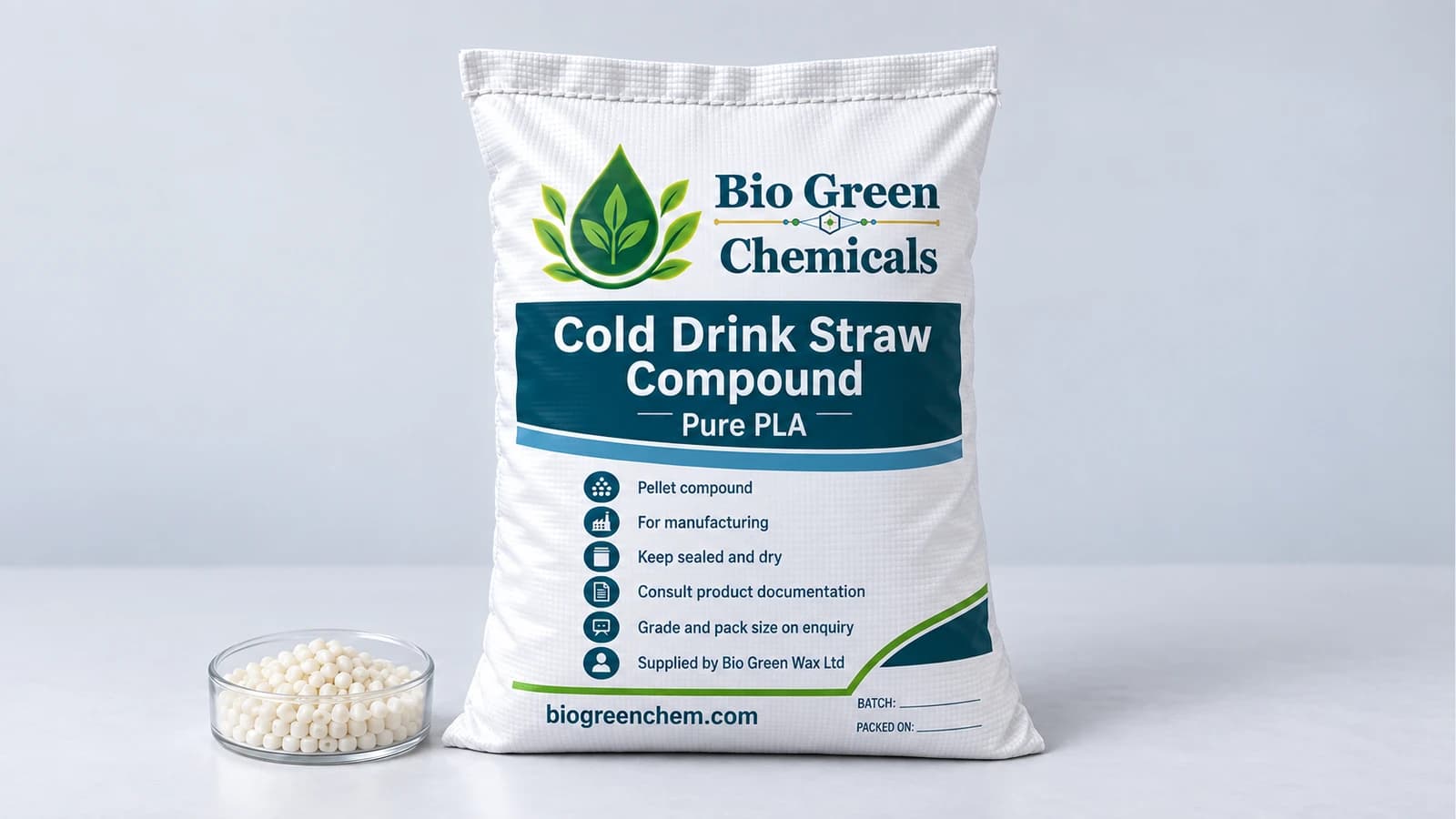 Cold Drink Straw Compound (Pure PLA, FDA) – Biopolymers & compostable compounds product from Bio Green Chem