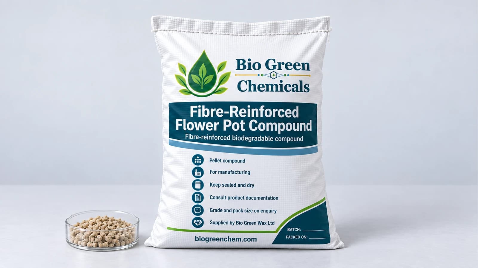 Fibre-Reinforced Flower Pot Compound – Biopolymers & compostable compounds product from Bio Green Chem