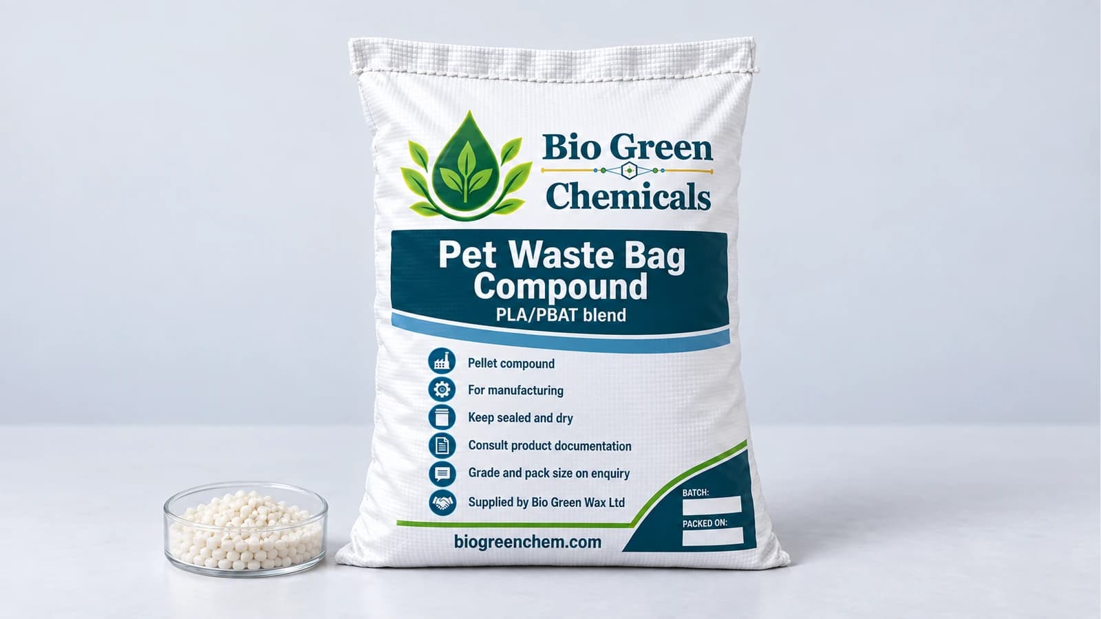Pet Waste Bag Compound (High Toughness) – Biopolymers & compostable compounds product from Bio Green Chem
