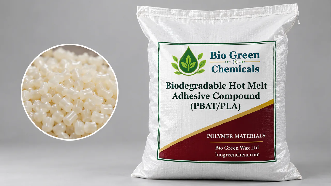 Biodegradable Hot Melt Adhesive Compound (PBAT/PLA) – Biopolymers & compostable compounds product from Bio Green Chem