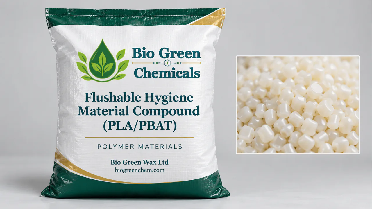 Flushable Hygiene Material Compound (PLA/PBAT) – Biopolymers & compostable compounds product from Bio Green Chem