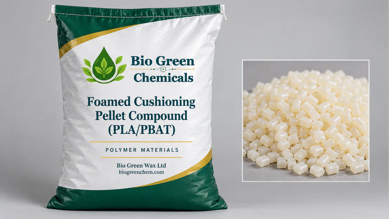Foamed Cushioning Pellet Compound (PLA/PBAT) – Biopolymers & compostable compounds product from Bio Green Chem