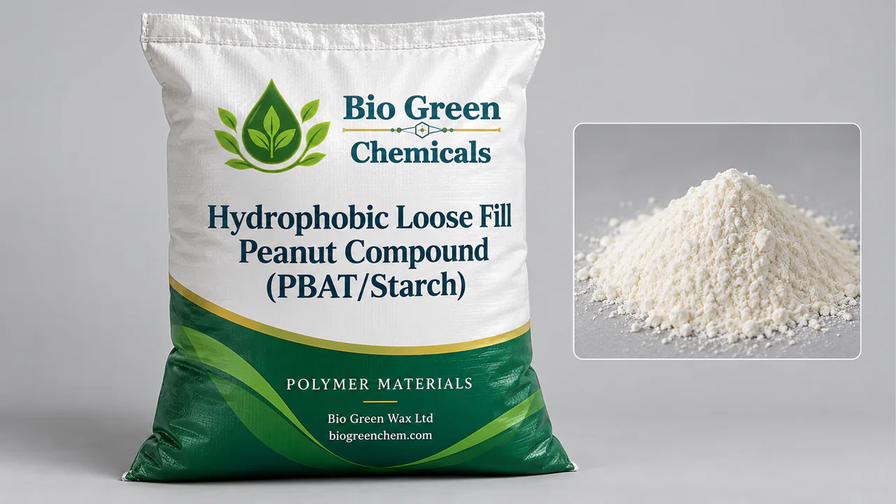 Hydrophobic Loose Fill Peanut Compound (PBAT/Starch) – Biopolymers & compostable compounds product from Bio Green Chem