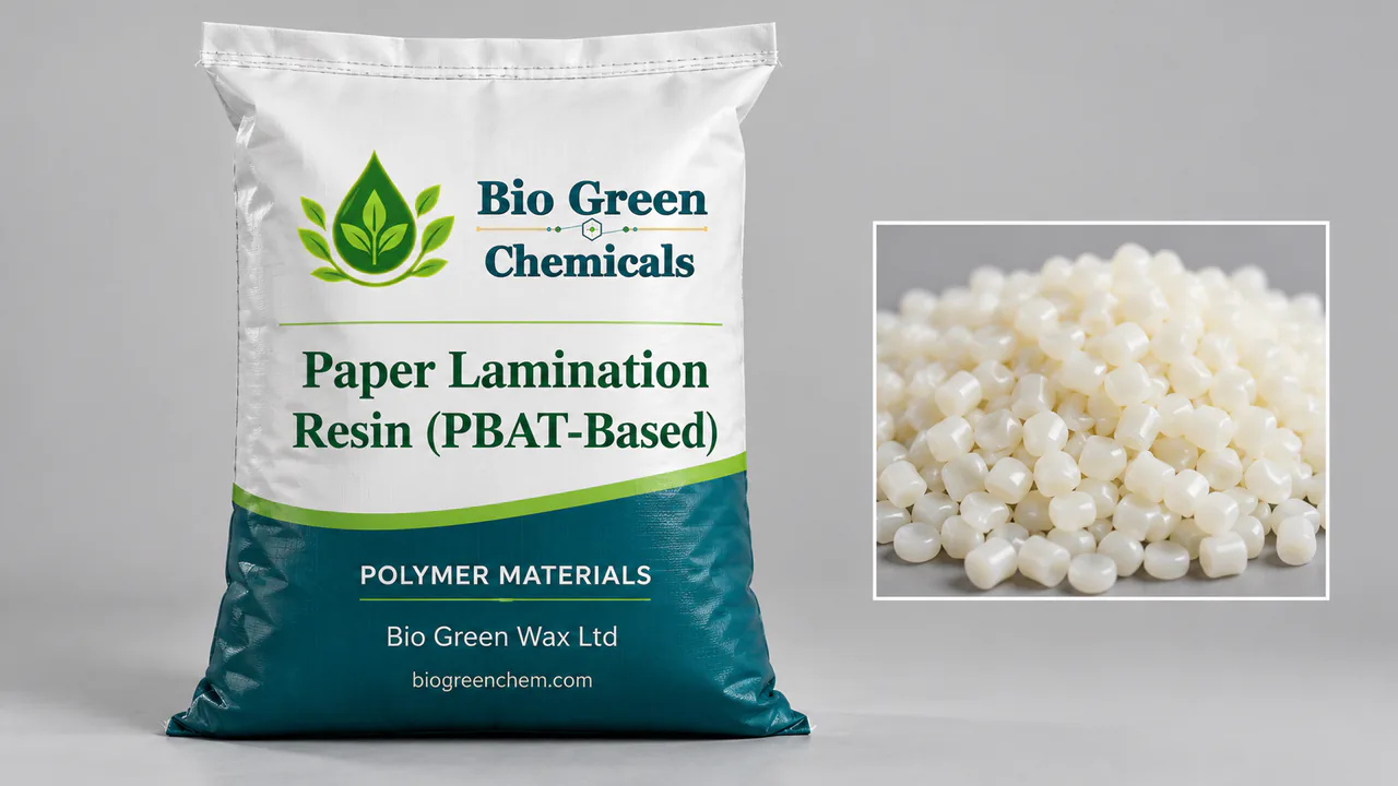 Paper Lamination Resin (PBAT-Based) – Biopolymers & compostable compounds product from Bio Green Chem