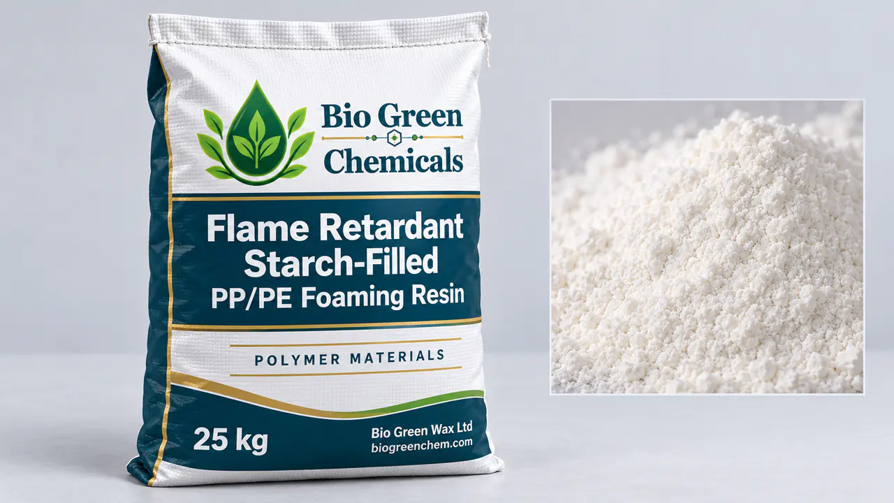 Flame Retardant Starch-Filled PP/PE Foaming Resin – Biopolymers & compostable compounds product from Bio Green Chem